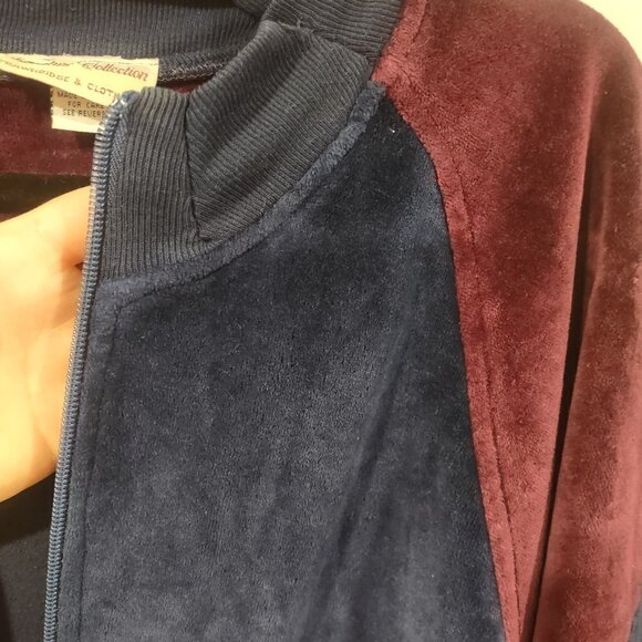 Matching Vintage Velour Tracksuit Women's Navy/Burgundy Size large - Picture 7 of 12